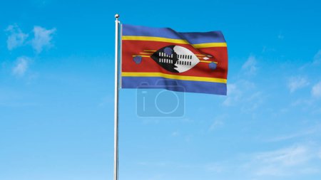High detailed flag of Swaziland. National Swaziland flag. Africa. 3D illustration.