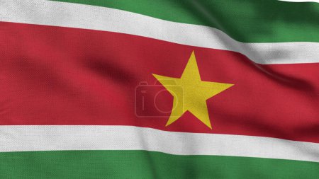 Hoch detaillierte Flagge Surinams. Nationalflagge Surinams. Südamerika. 3D-Illustration.