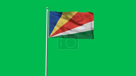 Hoch detaillierte Flagge der Seychellen. Nationalflagge der Seychellen. Afrika. 3D-Illustration.