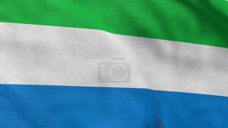 Hohe detaillierte Flagge von Sierra Leone. Nationalflagge Sierra Leones. Afrika. 3D-Illustration.