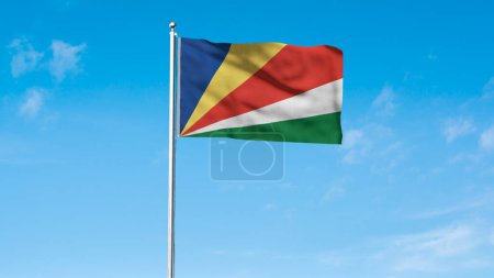 Hoch detaillierte Flagge der Seychellen. Nationalflagge der Seychellen. Afrika. 3D-Illustration.