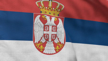 Hohe detaillierte Flagge Serbiens. Nationalflagge Serbiens. Europa. 3D-Illustration.