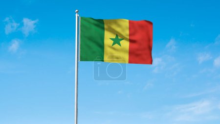 Alta bandera detallada de Senegal. Bandera Nacional de Senegal. ¡África! Ilustración 3D.