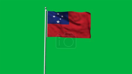 Hohe detaillierte Flagge von Samoa. Nationalflagge Samoas. Ozeanien. 3D-Illustration.