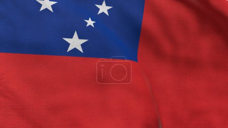 Alta bandera detallada de Samoa. Bandera nacional de Samoa. Oceanía. Ilustración 3D.