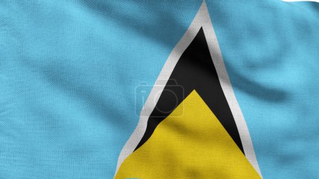 High detailed flag of Saint Lucia. National Saint Lucia flag. North America. 3D illustration.