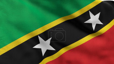 High detailed flag of Saint Kitts and Nevis. National Saint Kitts and Nevis flag. North America. 3D illustration.
