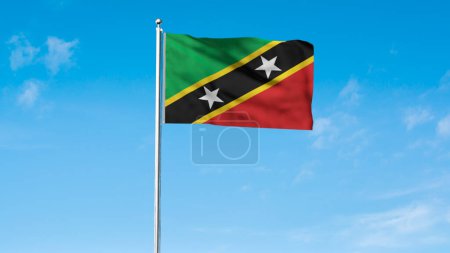 Foto de High detailed flag of Saint Kitts and Nevis. National Saint Kitts and Nevis flag. North America. 3D illustration. - Imagen libre de derechos