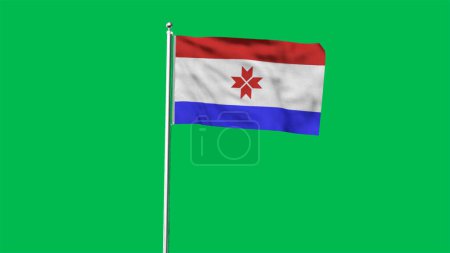 Hoch detaillierte Flagge von Mordovia. Nationalflagge Mordoviens. 3D-Illustration.