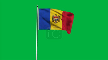 Hohe detaillierte Flagge von Moldawien. Nationalflagge Moldawiens. Europa. 3D-Illustration.