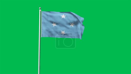 High detailed flag of Micronesia. National Micronesia flag. Oceania. 3D illustration.