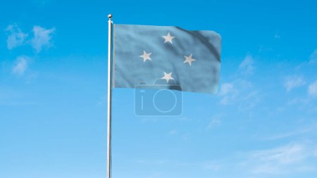 High detailed flag of Micronesia. National Micronesia flag. Oceania. 3D illustration.