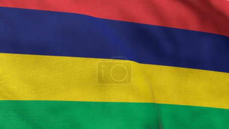 High detailed flag of Mauritius. National Mauritius flag. Africa. 3D illustration.