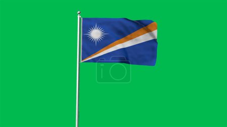 Alta bandera detallada de Islas Marshall. Bandera de las Islas Marshall. Oceanía. Ilustración 3D.