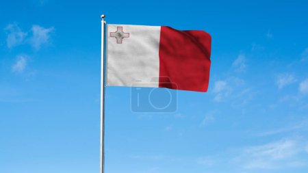 High detailed flag of Malta. National Malta flag. Europe. 3D illustration.
