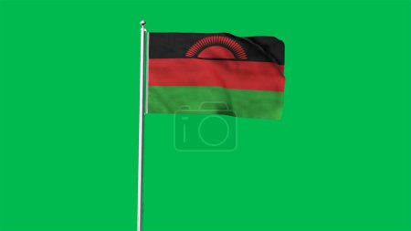 Hoch detaillierte Flagge von Malawi. Nationalflagge Malawis. Afrika. 3D-Illustration.