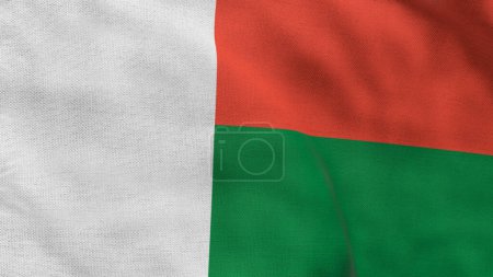 High detailed flag of Madagascar. National Madagascar flag. Africa. 3D illustration.