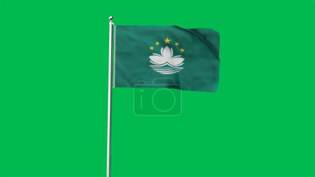 Hoch detaillierte Flagge von Macau. Nationalflagge Macaus. Asien. 3D-Illustration.