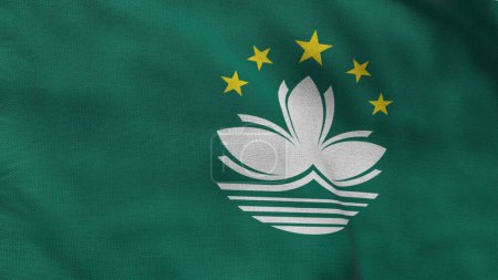 Hoch detaillierte Flagge von Macau. Nationalflagge Macaus. Asien. 3D-Illustration.