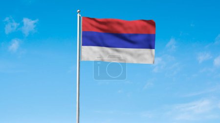 Alta bandera detallada de República Srpska. Bandera de la República Srpska. Ilustración 3D.