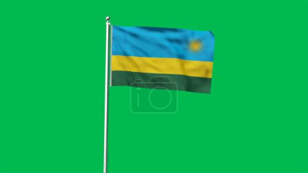 Alta bandera detallada de Ruanda. Bandera Nacional de Ruanda. ¡África! Ilustración 3D.