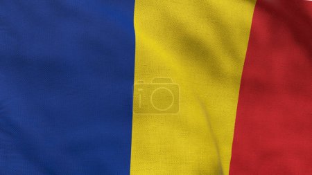 Hohe detaillierte Flagge Rumäniens. Nationalflagge Rumäniens. Europa. 3D-Illustration.
