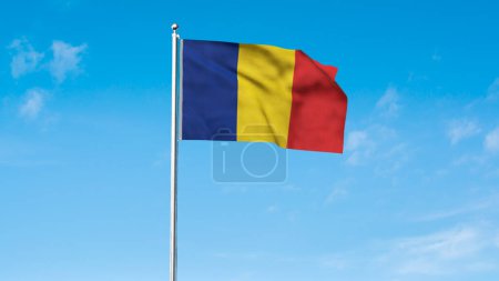 Hohe detaillierte Flagge Rumäniens. Nationalflagge Rumäniens. Europa. 3D-Illustration.