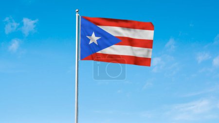 High detailed flag of Puerto Rico. National Puerto Rico flag. North America. 3D illustration.