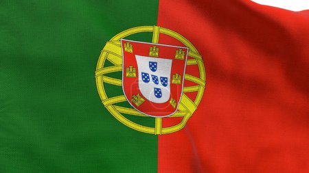 Hoch detaillierte Flagge von Portugal. Nationalflagge Portugals. Afrika. Europa. 3D-Illustration.