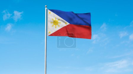 Alta bandera detallada de Filipinas. Bandera nacional de Filipinas. Asia. Ilustración 3D.