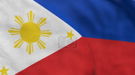 Alta bandera detallada de Filipinas. Bandera nacional de Filipinas. Asia. Ilustración 3D.
