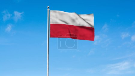 Alta bandera detallada de Polonia. Bandera nacional de Polonia. Europa. Ilustración 3D.