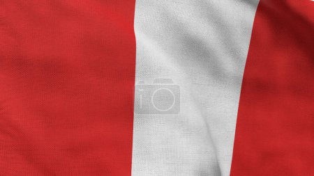 Drapeau haut détaillé du Pérou. Drapeau national du Pérou. Amérique du Sud. Illustration 3D.