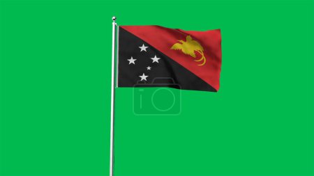 Alta bandera detallada de Papúa Nueva Guinea. Bandera nacional de Papúa Nueva Guinea. Oceanía. Ilustración 3D.