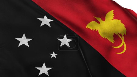 Drapeau haut détaillé de Papouasie-Nouvelle-Guinée. Drapeau national de Papouasie-Nouvelle Guinée. Océanie. Illustration 3D.