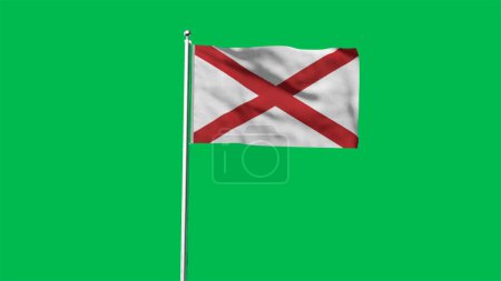 Hohe detaillierte Flagge von Alabama. Alabama State Flagge, National Alabama Flagge. Flagge des Bundesstaates Alabama. USA. Amerika. 3D-Illustration