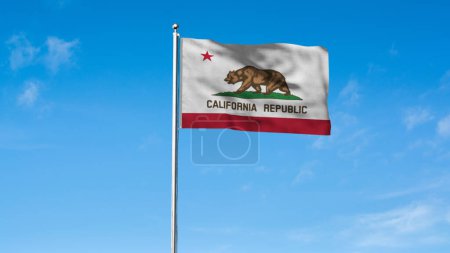 Drapeau haut détaillé de Californie. Drapeau de Californie, drapeau national de Californie. Drapeau de l'état Californie. États-Unis. L'Amérique. Illustration 3D