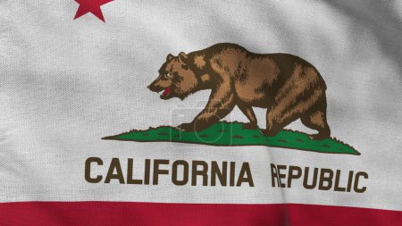 Drapeau haut détaillé de Californie. Drapeau de Californie, drapeau national de Californie. Drapeau de l'état Californie. États-Unis. L'Amérique. Illustration 3D
