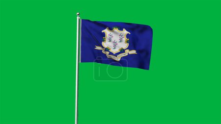 High detailed flag of Connecticut. Connecticut state flag, National Connecticut flag. Flag of state Connecticut. USA. America. 3D Illustration