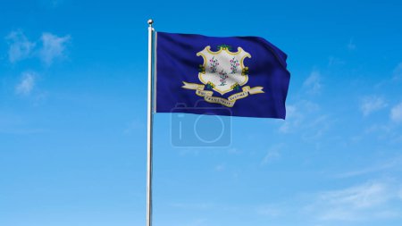 High detailed flag of Connecticut. Connecticut state flag, National Connecticut flag. Flag of state Connecticut. USA. America. 3D Illustration