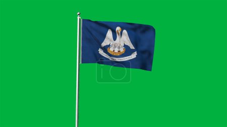 Alta bandera detallada de Louisiana. Bandera del estado de Luisiana, bandera nacional de Luisiana. Bandera del estado de Louisiana. Estados Unidos. América. Ilustración 3D