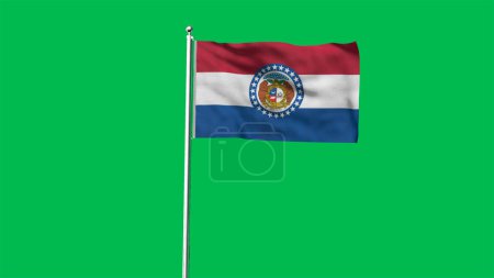 Hohe detaillierte Flagge von Missouri. Missouri State Flagge, National Missouri Flagge. Flagge des Bundesstaates Missouri. USA. Amerika. 3D-Illustration