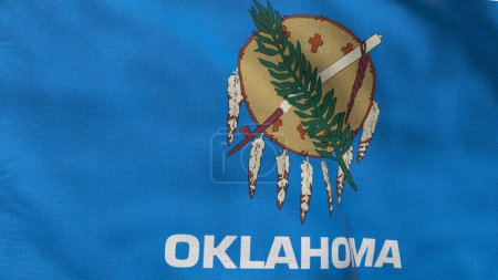 High detailed flag of Oklahoma. Oklahoma state flag, National Oklahoma flag. Flag of state Oklahoma. USA. America. 3D Illustration