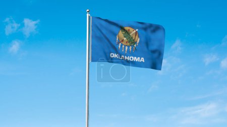 High detailed flag of Oklahoma. Oklahoma state flag, National Oklahoma flag. Flag of state Oklahoma. USA. America. 3D Illustration