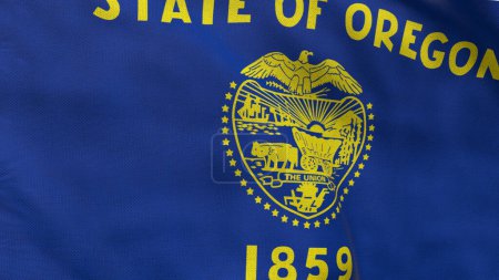 High detailed flag of Oregon. Oregon state flag, National Oregon flag. Flag of state Oregon. USA. America. 3D Illustration