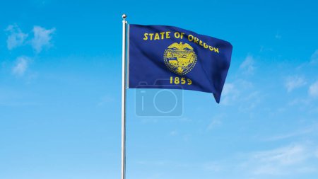 High detailed flag of Oregon. Oregon state flag, National Oregon flag. Flag of state Oregon. USA. America. 3D Illustration