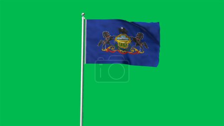 Drapeau haut détaillé de Pennsylvanie. Drapeau de l'État de Pennsylvanie, drapeau national de Pennsylvanie. Drapeau de l'État Pennsylvanie. États-Unis. L'Amérique. Illustration 3D