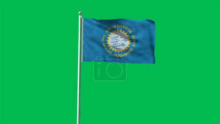 High detailed flag of South Dakota. South Dakota state flag, National South Dakota flag. Flag of state South Dakota. USA. America. 3D Illustration