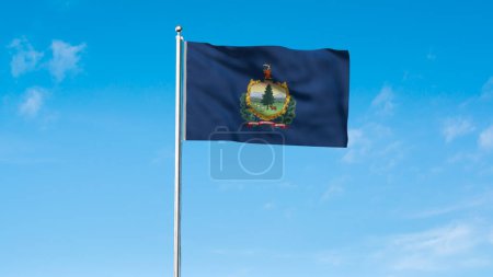 Hoch detaillierte Flagge von Vermont. Flagge des Bundesstaates Vermont, Flagge des Staates Vermont. Flagge des Bundesstaates Vermont. USA. Amerika. 3D-Illustration