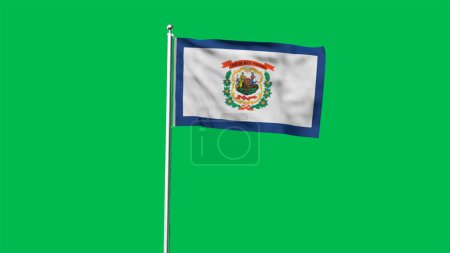 High detailed flag of West Virginia. West Virginia state flag, National West Virginia flag. Flag of state West Virginia. USA. America. 3D Illustration